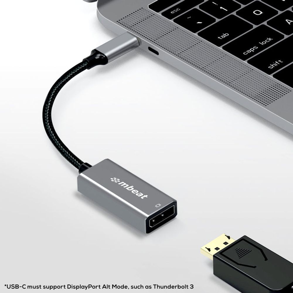MB-XAD-CDP - mbeat Tough Link USB-C to DisplayPort Adapter - Space Grey