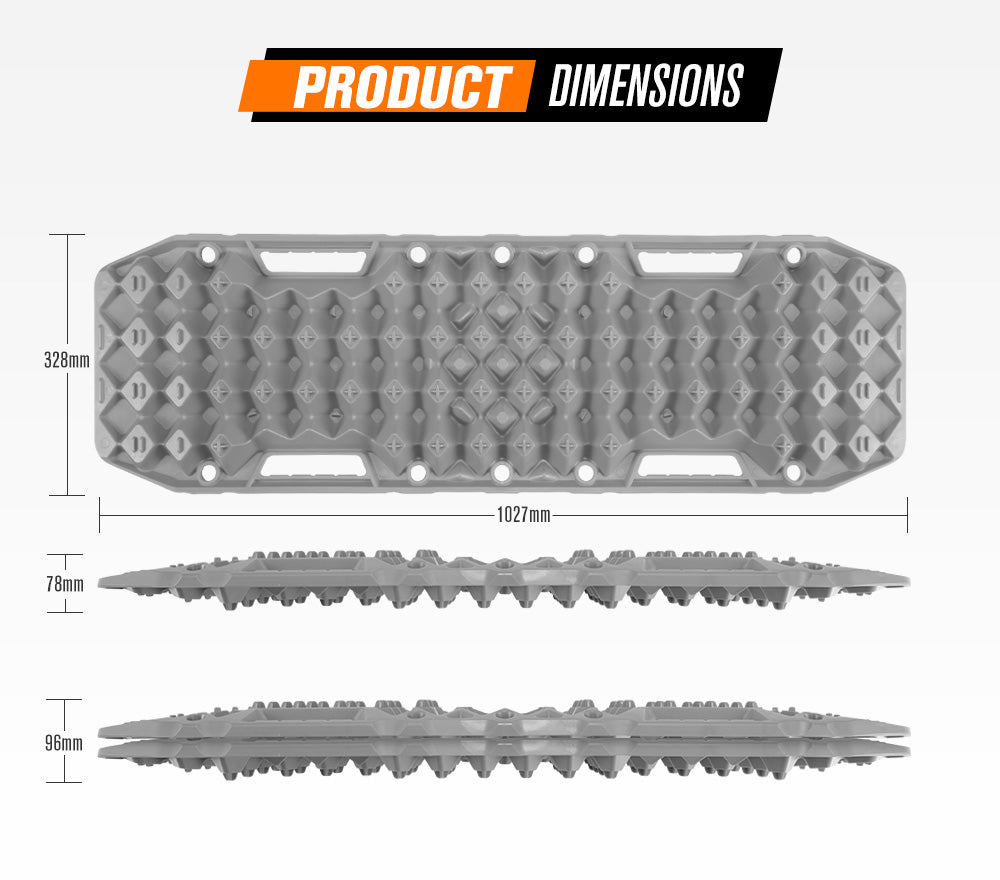 Bunker Indust Recovery Tracks Farm Jack Base 10T Board Sand Mud Snow OffRoad 4WD - Grey