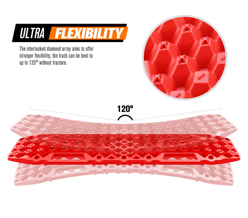 Bunker Indust Recovery Tracks Farm Jack Base 10T Board Sand Mud Snow OffRoad 4WD - Red