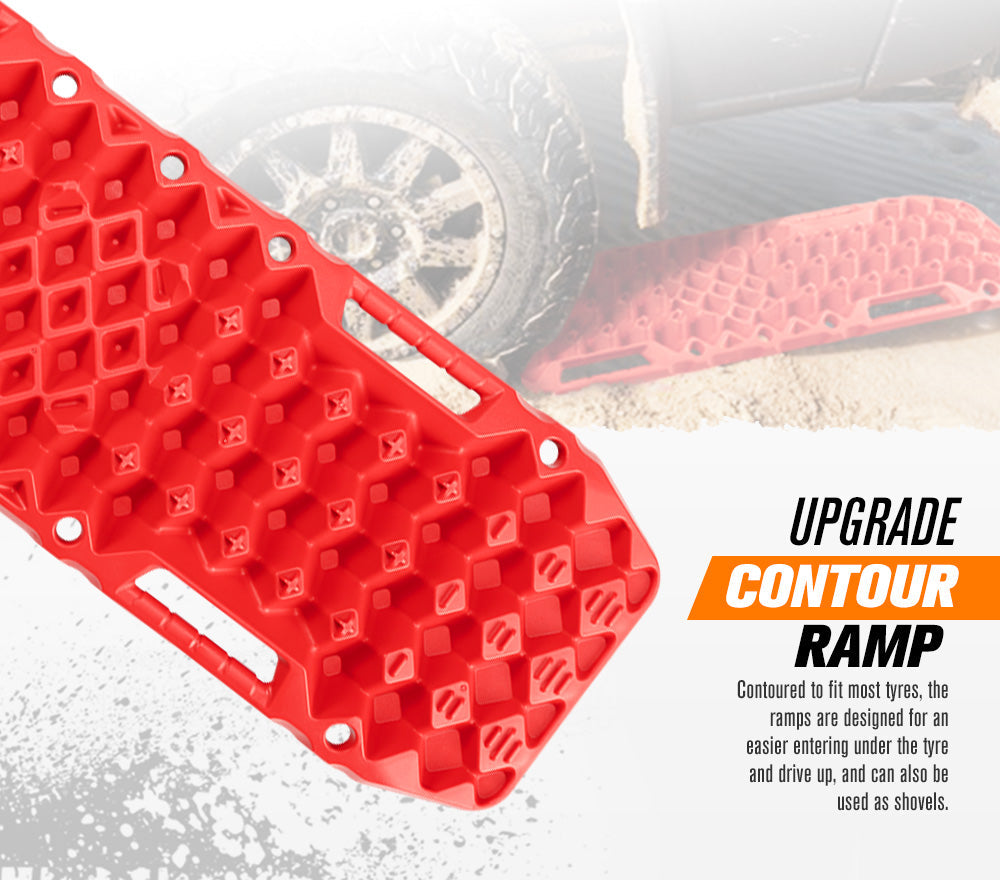 Bunker Indust Recovery Tracks Farm Jack Base 10T Board Sand Mud Snow OffRoad 4WD - Red